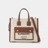 Burberry Mini Freya Tote Bag With Horseferry Print And Leather Accents In Beige
