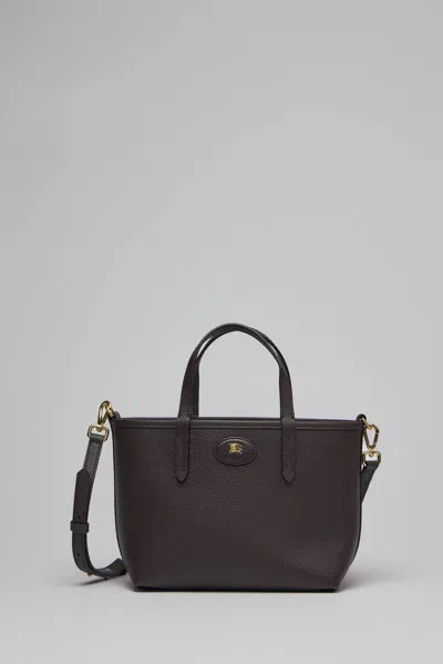 Burberry Bloomsbury Mini Reversible Check Canvas & Leather Tote In Brown