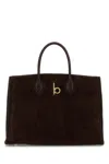Burberry Womens Rocking Horse Suede Tote Bag Dark Brown