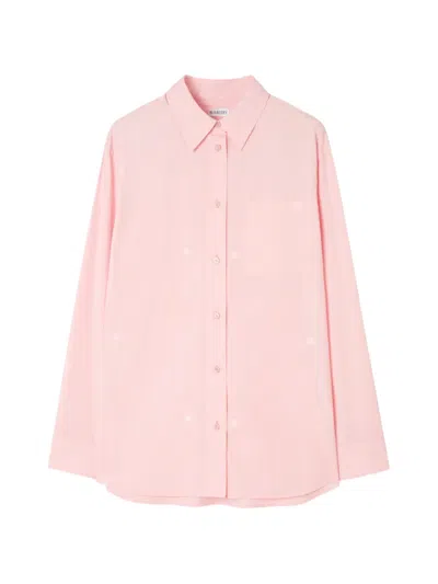 Burberry Locker Geschnittenes Knight Hemd Aus Baumwoll-fil-coupé Mit Streifenmuster In Pink