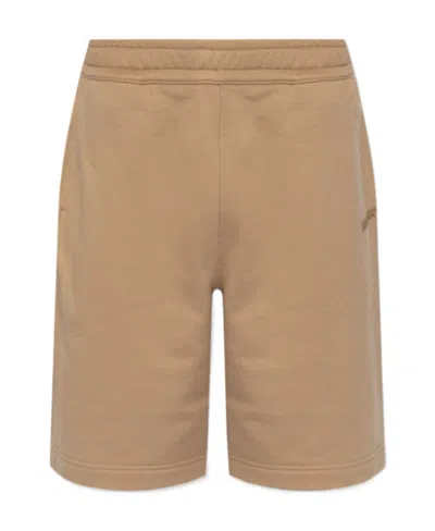 Burberry Logo Embroidered Bermuda Shorts In Brown