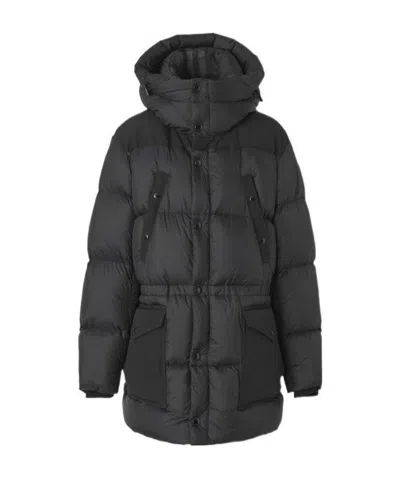 Burberry Logo Appliqué Nylon Puffer Coat In Black