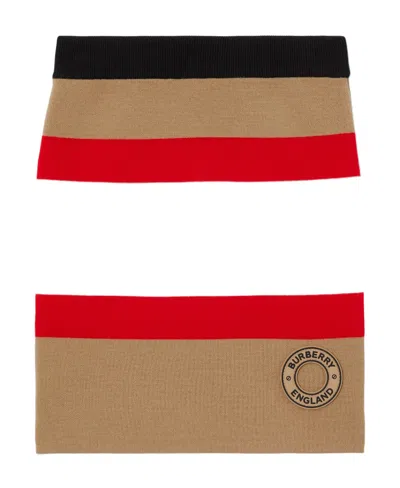 Burberry Logo-appliqué Wool-blend Skirt In White