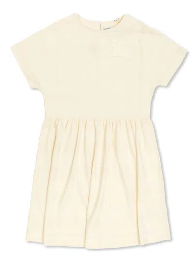 Burberry Round-collar Short-sleeve Dress In White