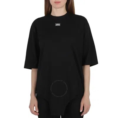 Burberry Logo Applique Cut-out Hem Oversized T-shirt In Black