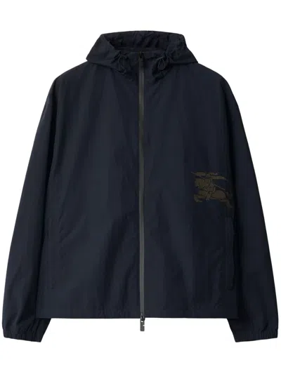 Burberry Logo-appliqué Hooded Jacket In Black