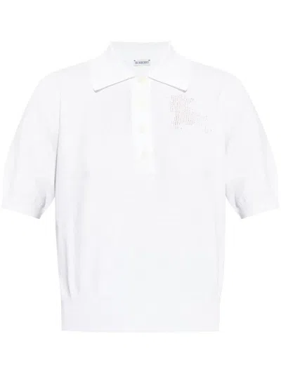 Burberry Logo-appliqué Polo Shirt In White