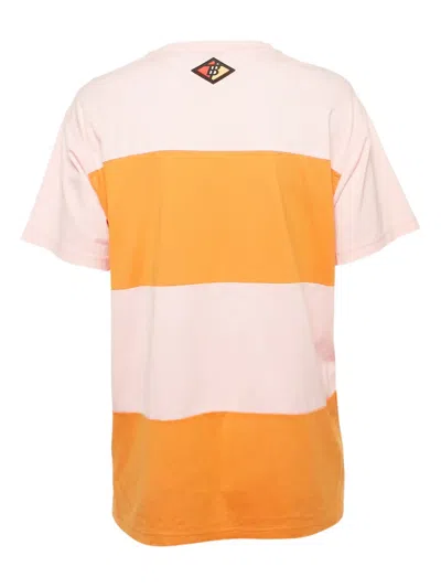 Pre-owned Burberry Logo-appliqué Striped T-shirt In Pink