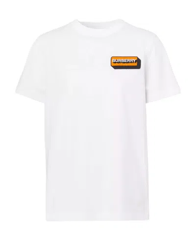 Burberry Logo Appliqué T-shirt In White