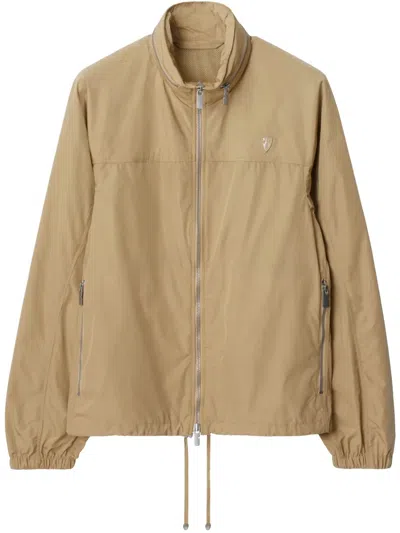 Burberry Logo-badge Jacket In Neutrals