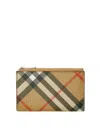 Burberry Printed Canvas Check Card Holder In Beige