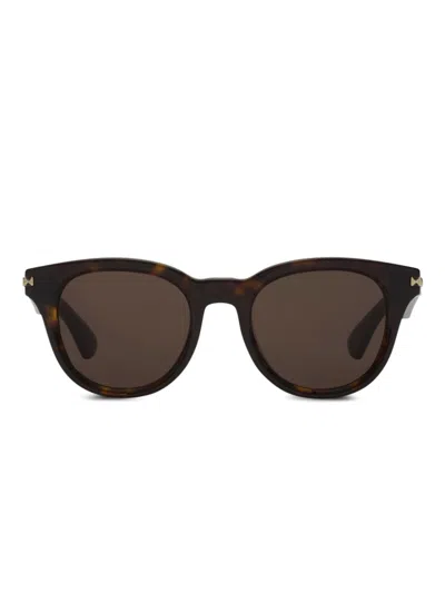 Burberry Logo Bar Round Sunglasses In Brown