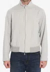 Burberry Logo Jacquard Bomber Jacket In Gray