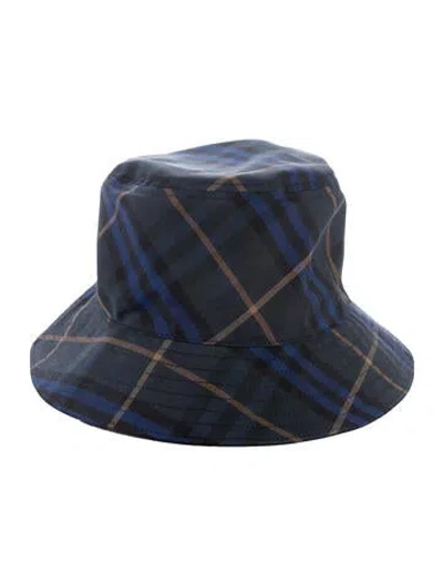 Pre-owned Burberry Logo Bucket Hat In Blue