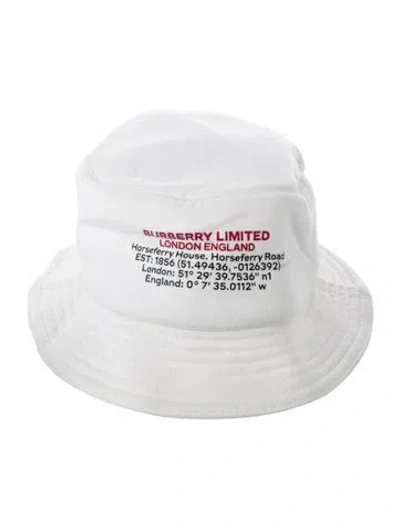 Pre-owned Burberry Logo Bucket Hat In White