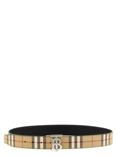 Burberry Beige Checks Reversible Belt In Purple