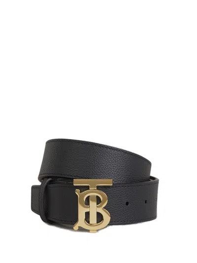 Burberry Logo Buckled Reversible Belt In Black/gold