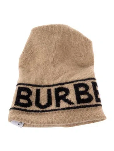 Pre-owned Burberry Logo Cashmere Beanie. In Brown