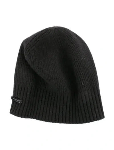 Pre-owned Burberry Logo Cashmere Beanie Hat In Black