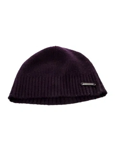 Pre-owned Burberry Logo Cashmere Beanie Hat In Purple