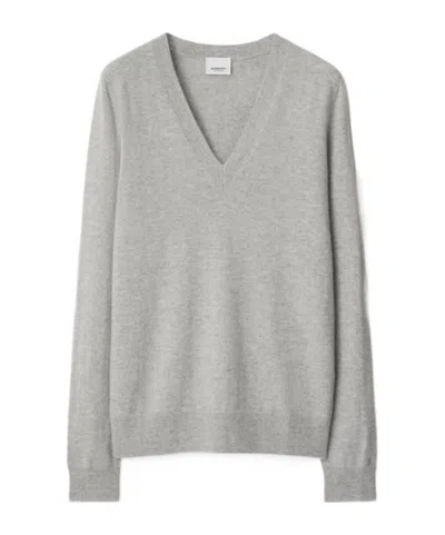 Burberry Logo Cashmere Sweater In Gray