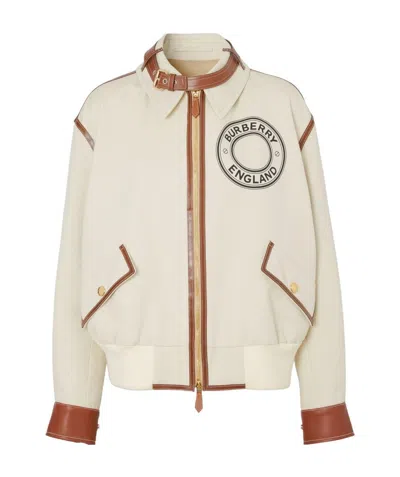 Burberry Logo Casual Jacket In Nude