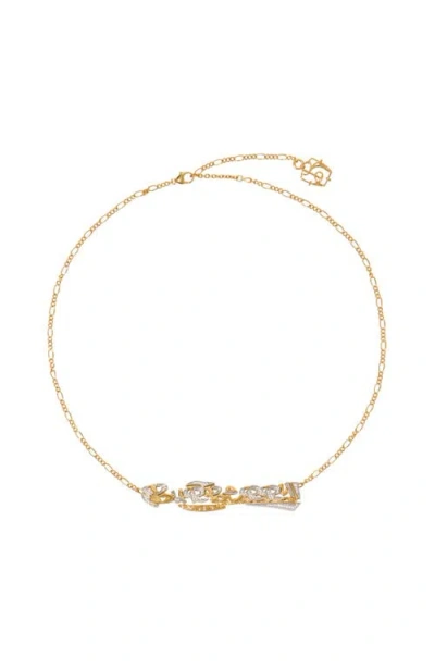 Burberry Chain-link Logo Pendant Necklace In Gold