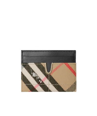 Burberry Logo Checked Wallet In Nude