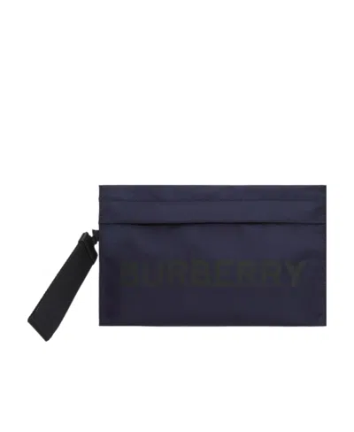 Burberry Logo Clutch In Black