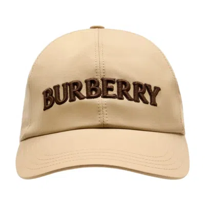 Burberry Logo Cotton Baseball Cap In Blue