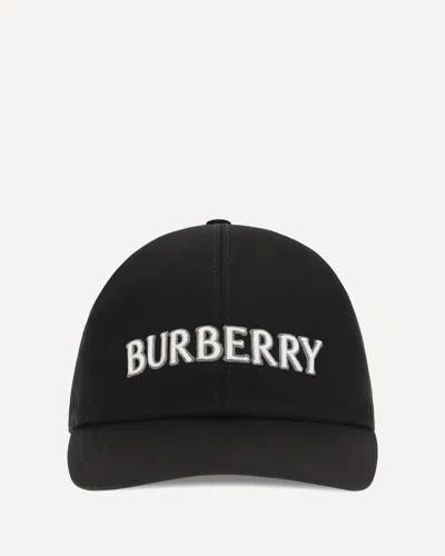 Burberry Logo Cotton Baseball Cap In Black