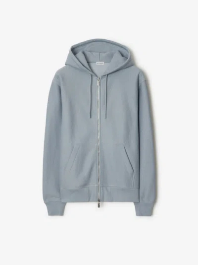 Burberry Distressed Logo Zip-up Hoodie In Gale