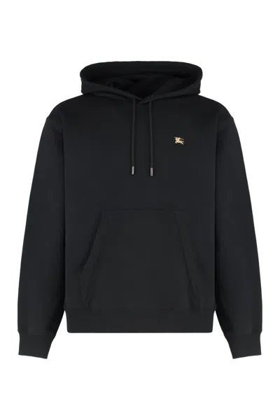 Burberry Logo Cotton Hoodie In Blue