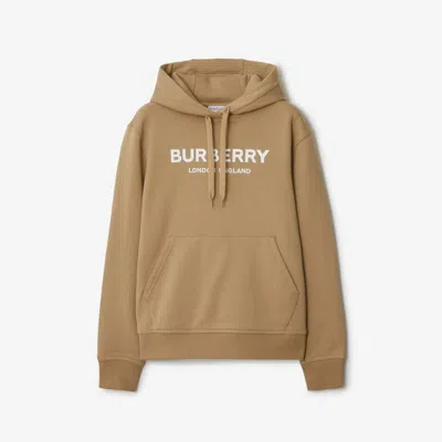 Burberry Logo Cotton Hoodie In Archive Beige