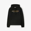 Burberry Logo Cotton Hoodie In Black