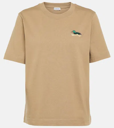 Burberry Logo Cotton Jersey T-shirt In Beige