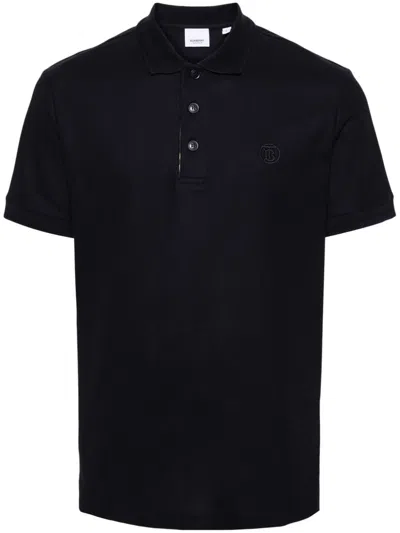 Burberry Logo Cotton Polo Shirt In Blue