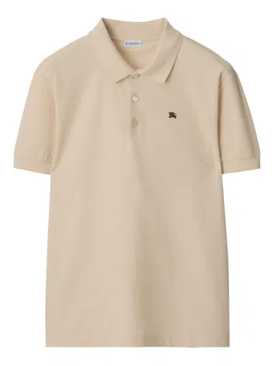 Burberry Logo Cotton Polo Shirt In Brown