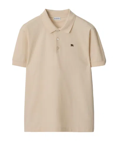 Burberry Logo Cotton Polo Shirt In Brown