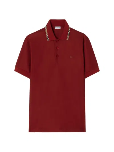 Burberry Logo Cotton Polo Shirt In Burgundy