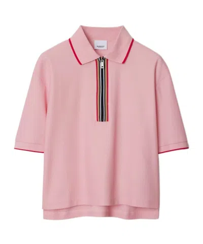 Burberry Logo Cotton Polo Shirt In Soft Color