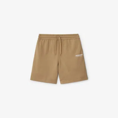 Burberry Logo Cotton Shorts In Archive Beige