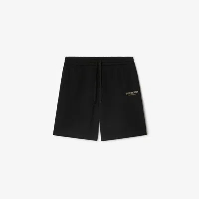 Burberry Logo Cotton Shorts In Black