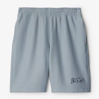 Burberry Logo Cotton Shorts In Blue