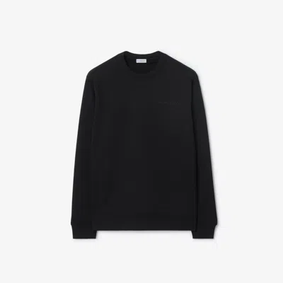 Burberry Logo Cotton Sweatshirt In Black