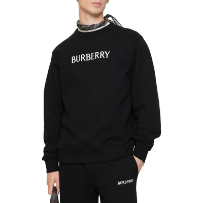 Burberry Burlow Logo Cotton Jersey Sweatshirt In Black