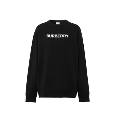 Burberry Logo Cotton Sweatshirt In Black