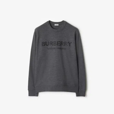 Burberry Logo Cotton Sweatshirt In Dark Grey Melange