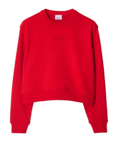 Burberry Logo Cotton Sweatshirt In Red