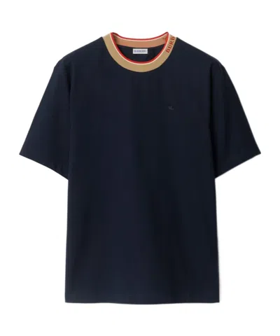 Burberry Logo Cotton T-shirt In Blue